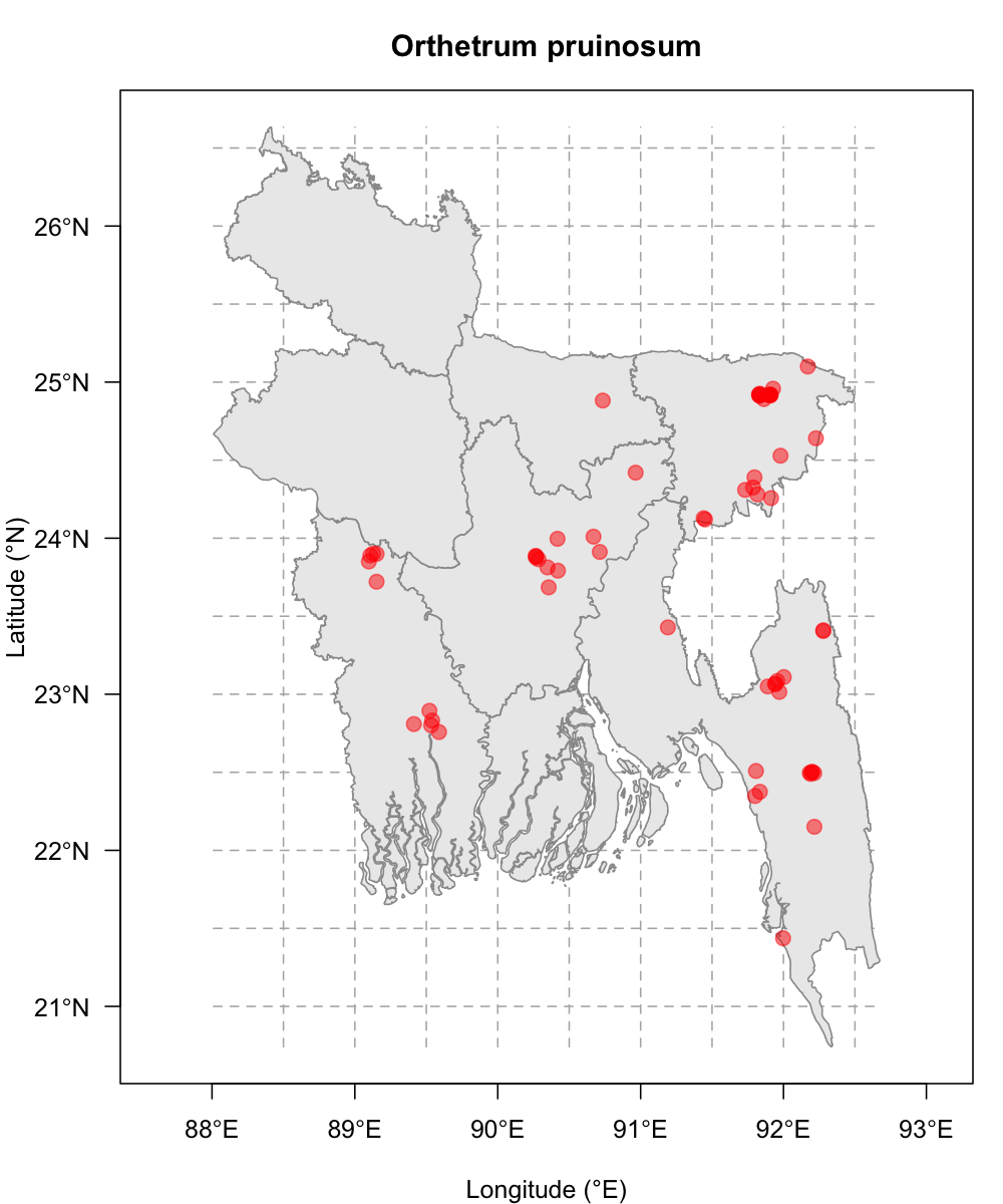 Map for Orthetrum pruinosum